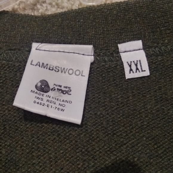 XXL avocado green lambswool made in Ireland argyle sweater - Picture 3 of 4